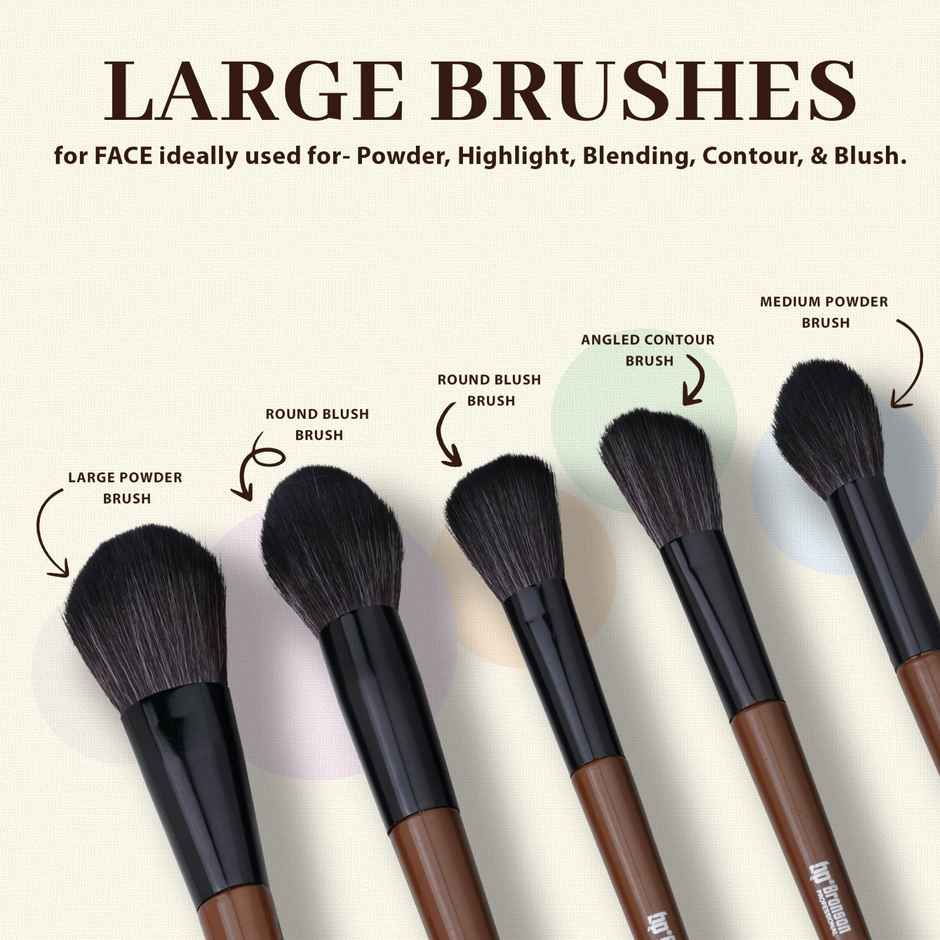 Bronson Professional 12 Pcs Premium Makeup Brush Set For Face & Eye Travel Friendly Brown Handle