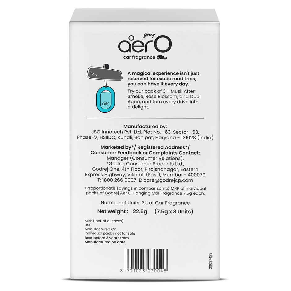 Godrej Aer O Hanging Car Air Freshener - Assorted | Pack of 3
