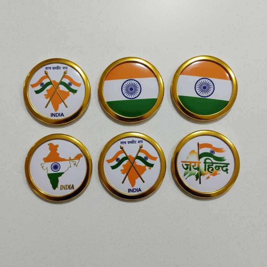 Indian Patriotic Badge Set | Tricolor Pins | Assorted | Pack of 6 | Special You