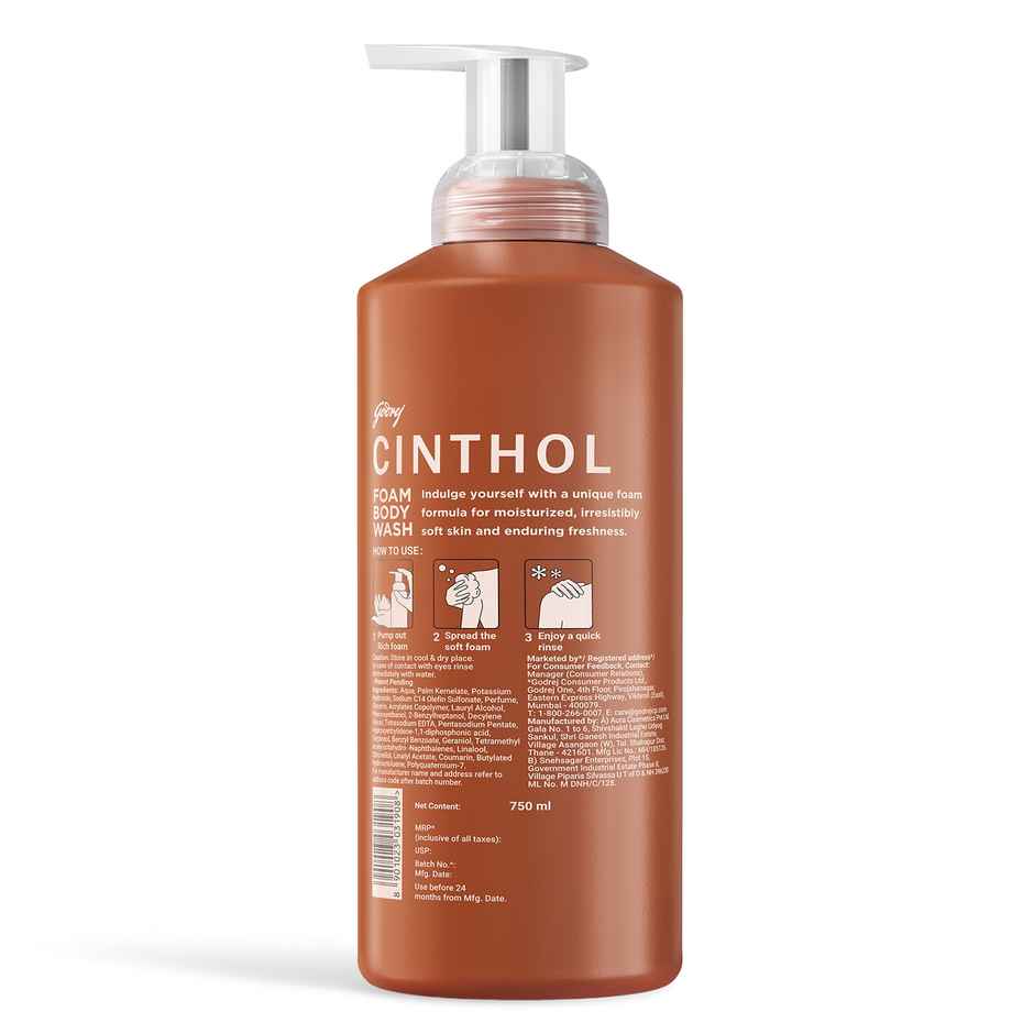 Cinthol Sandal Foam Body Wash - Suitable for All Skin Types