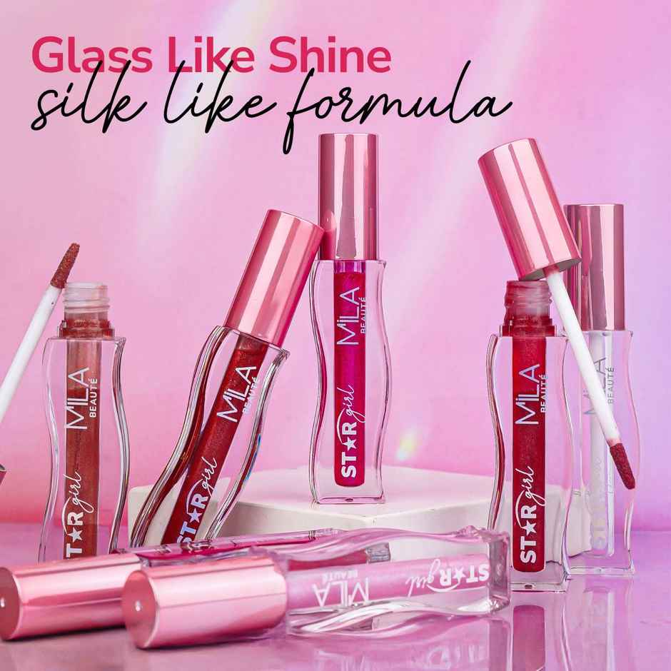 Mila Beaute Star Girl Shimmer Lip Gloss Plumping Hydrating With Peptides Collagen Stardust