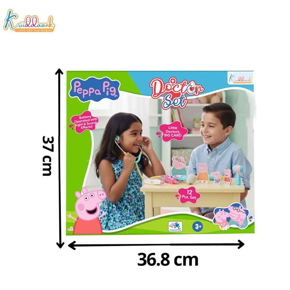 Kriiddaank Peppa Pig Medical Playset, 2D Family Figure Fun Pacj, Doctor Playset for Kids - 12 Pcs