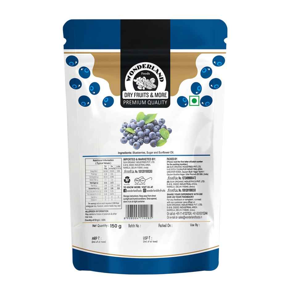 Wonderland Foods Dried Blueberries