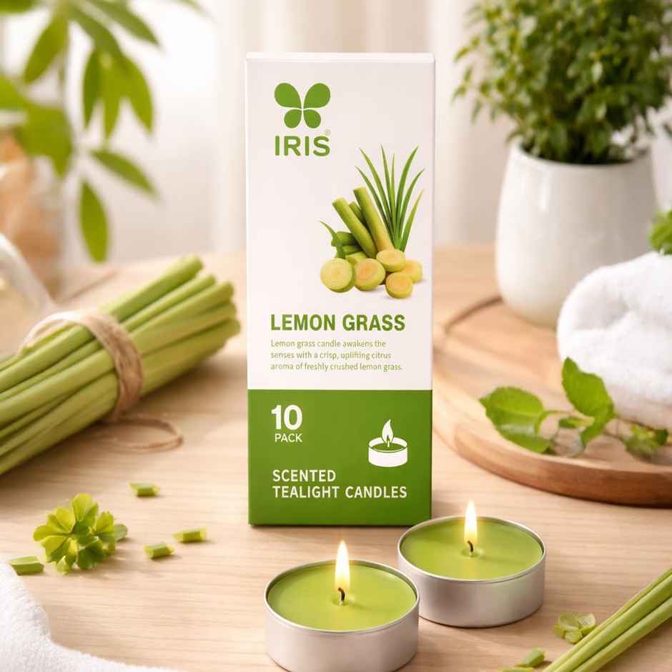 IRIS Lemongrass Scented Tealight Candles | Pack of 10