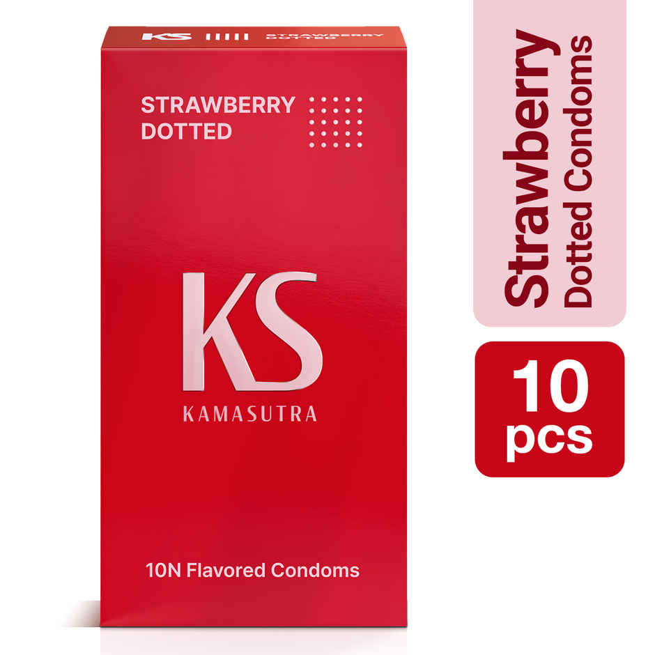 KamaSutra Extra Dotted Strawberry Condoms for Men | Pack of 10