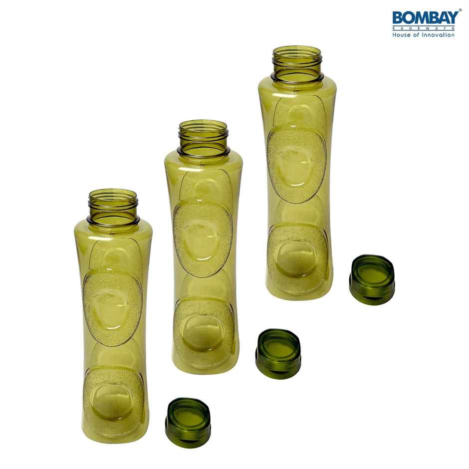 Topaz BPA-free Plastic Water Bottle | Set of 3 pcs, Each 1000 ml | Green