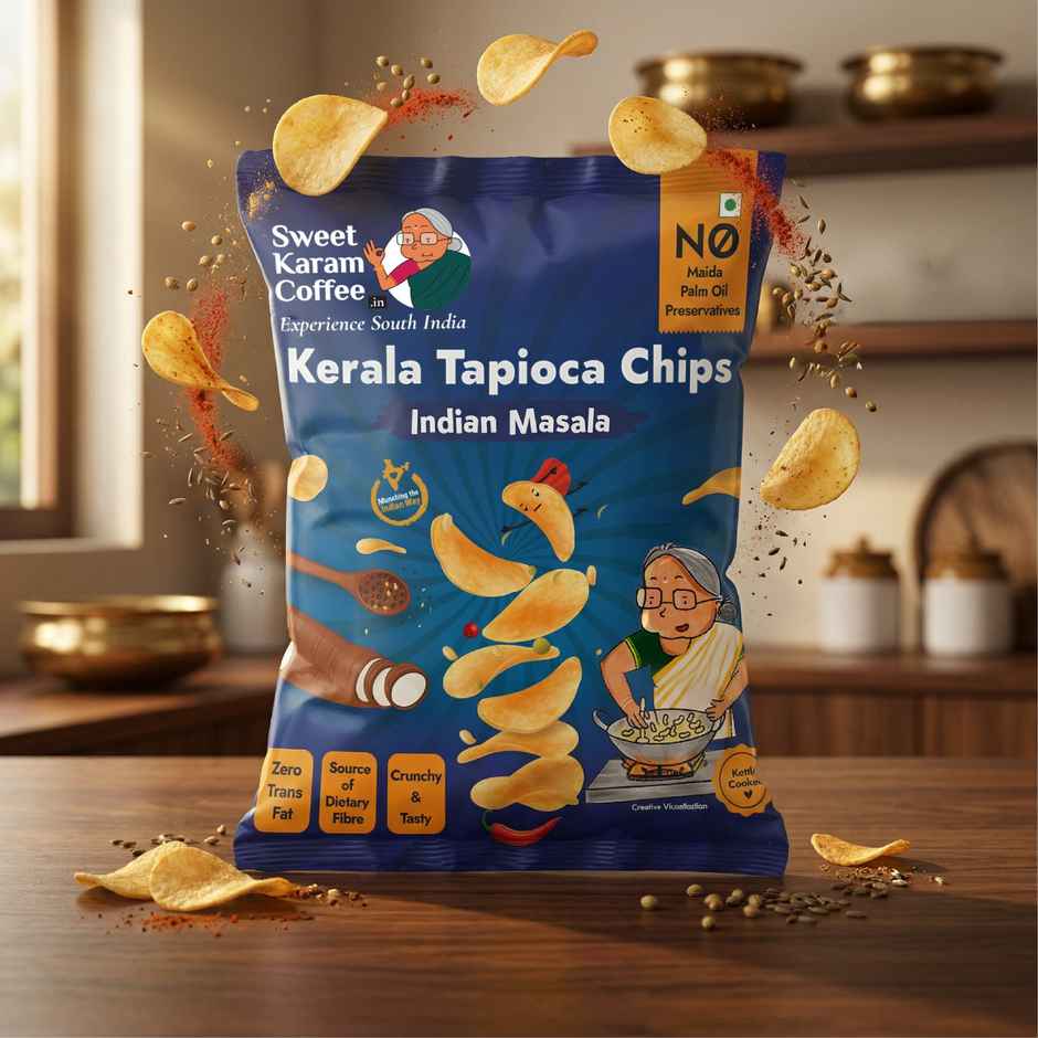 Sweet Karam Coffee Indian Masala Tapioca Chips / Wafers