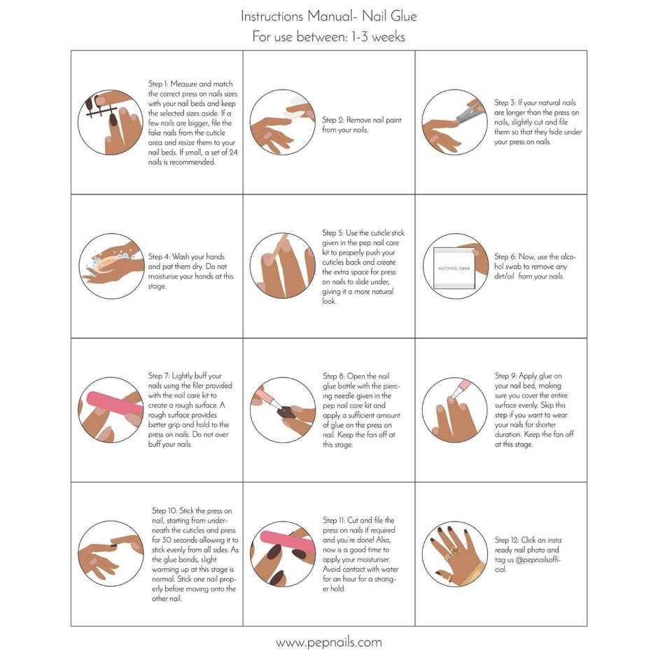 Pep Nails Pink Shimmers Hand Nails | Round | Glossy Glitter Press On Nails | 24 Nail Tips
