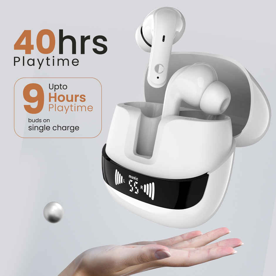 Cellecor Bropods C107 TWS With 40 Hrs Playtime ENC 50ms Low LatENCy Fast Charging - Type-C - White