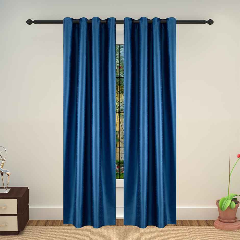 Lushomes Lined Curtain - Blue | 7.5 ft | Urban Space | Curtains for Living Room | 54 x 90 inch