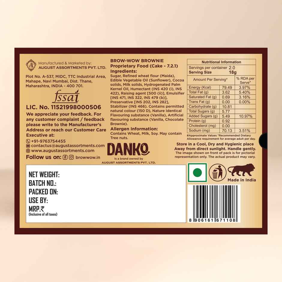 Danko Brow Wow Soft Choco Brownies 2 pieces Box