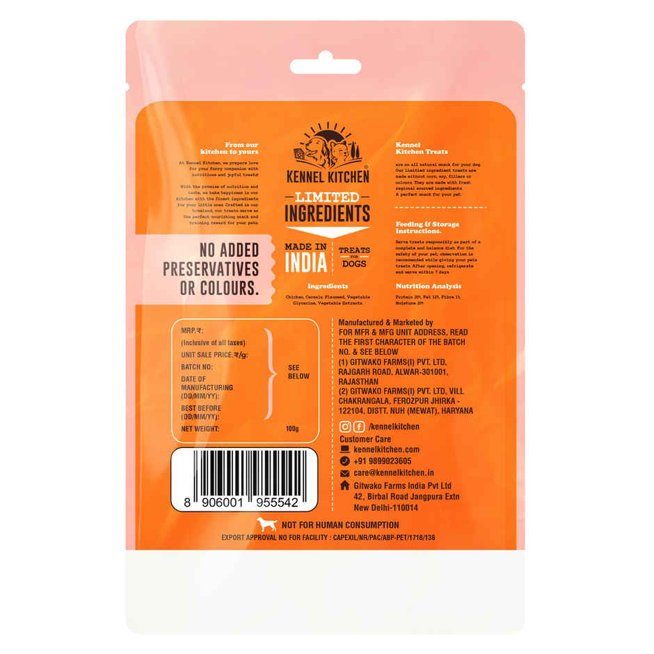 Kennel Kitchen Soft Baked Chicken Sticks with Flaxseed Treats for Dogs