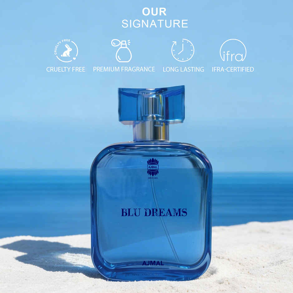 Ajmal Blu Dreams Eau De Parfum | Long Lasting Scent Spray | Fougere Perfume Gift For Men