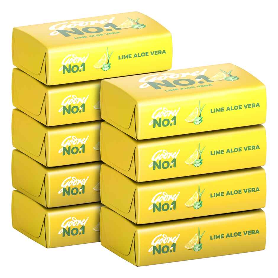 Godrej No.1 Lime & Aloe Vera High TFM (Grade 1 Soap) Long-Lasting Fragrance Pack of 9