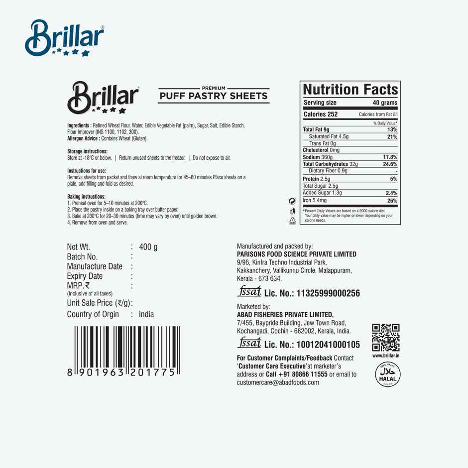 Brillar Puff Pastry Sheets