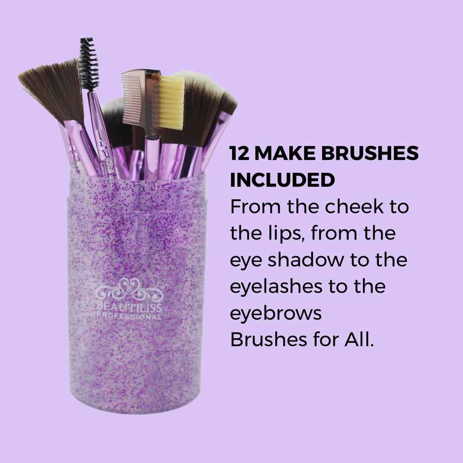 Beautiliss Glitter Dust Makeup Brush Set with Shimmer Storage Case