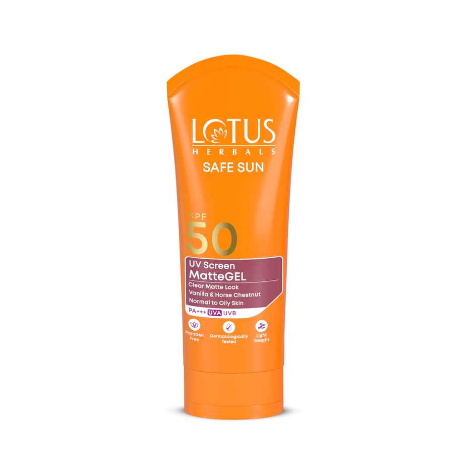 Lotus Herbals Safe Sun Uv Screen Mattegel Ultra Soothing Sunscreen PA+++ SPF 50 Matte Look Oil Control For Normal to Oily Skin