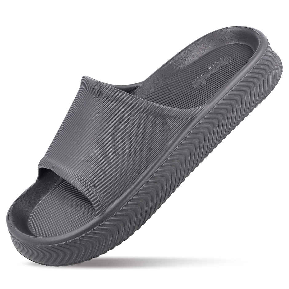 Walkaroo Men's Flip-Flop Sliders - WC8737 Dark Grey UK9