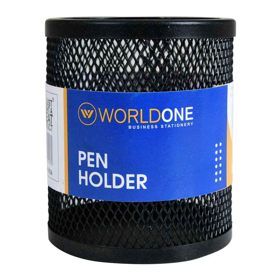 Worldone Mesh Metal Pencil/ Pen Holder (Black)