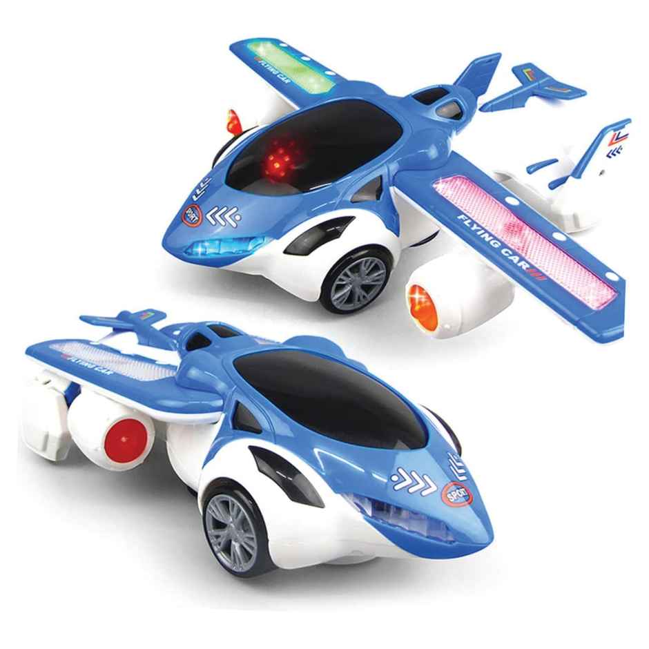 Kidology 3d Flying Airplane Car Toy Car for Kids 360 Degree Rotation Battery Operated Spaceship