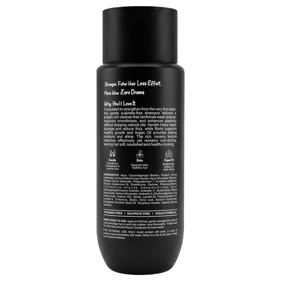 The Skin Story Keratin Biotin Shampoo For Damaged Treated Coloured Hair Frizz Control Sulphate Free