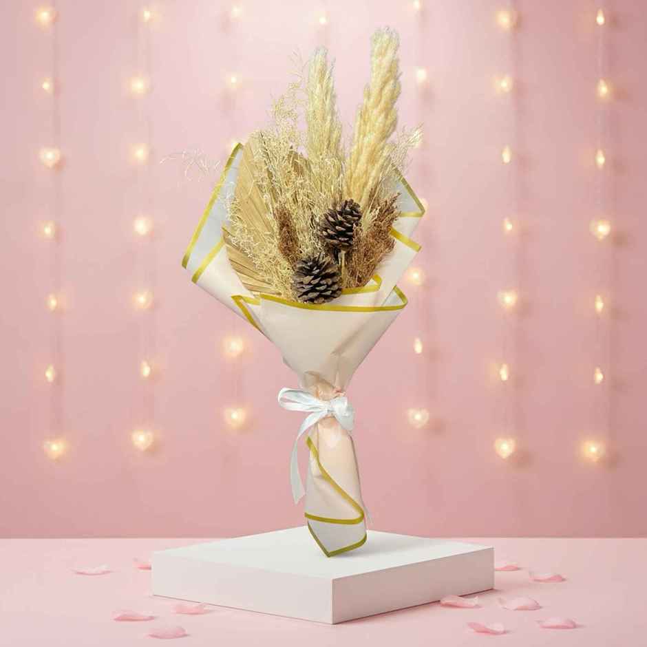 Dried Pampas Pine Love Decor Arrangement | Ideal for Gifting | Farmerr