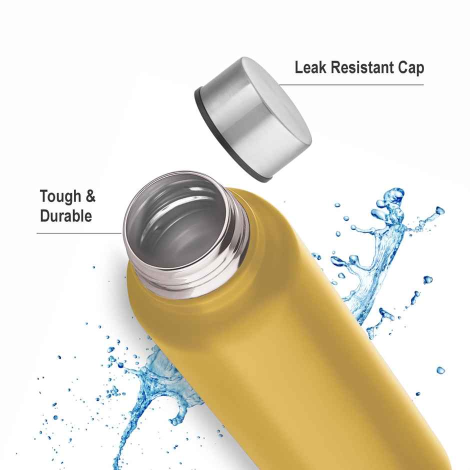 Flair Jazz 1000 Bis Certified Stainless Steel Water Bottle | 970 ml | Yellow