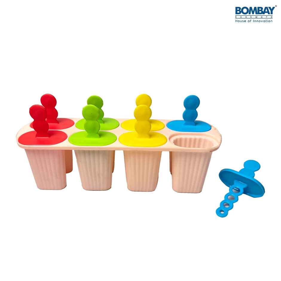 Bombay Kookware Manual Ice Cream Maker | 8 Popsicles Pink Colour Base