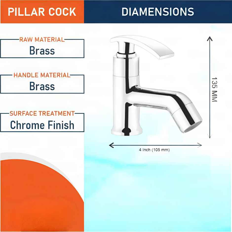Clayplus Cello Pillar Faucet Suitable For WallHung Basin | Table Top Basin | Pedestal Basin