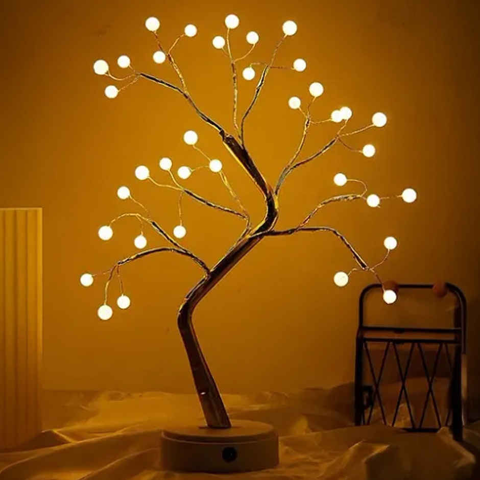 DesiDiya Decorative Led Pearl Tree Lamp Table Top (36 Led Pearl)