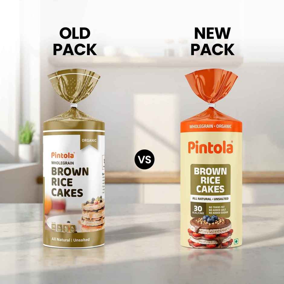 Pintola Organic Wholegrain Brown Rice Cakes Unsalted | Snack Essential