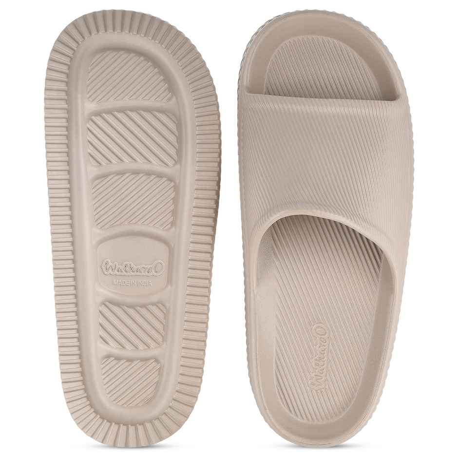 Walkaroo Men's Flip-Flop Sliders - WC8737 Greige UK8