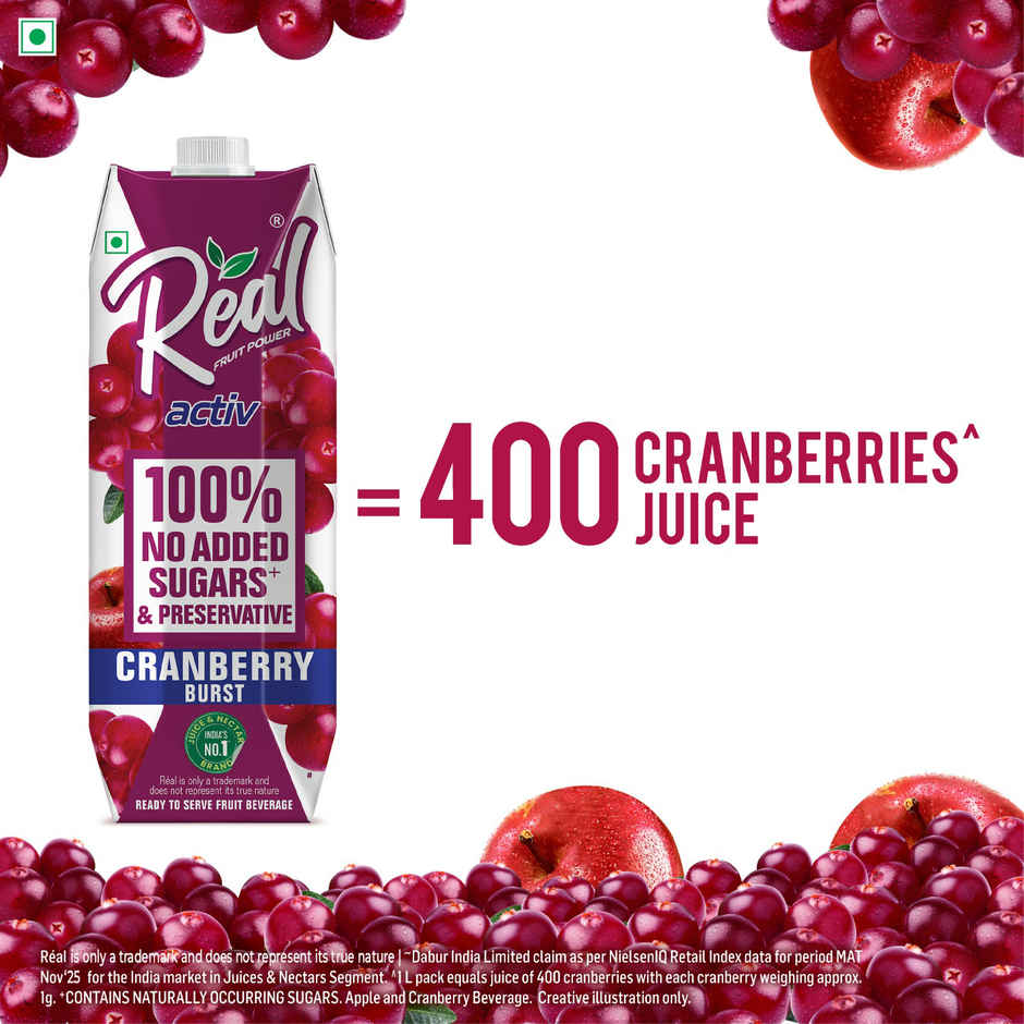 Real Activ Cranberry Juice | No Added Sugars & Preservatives