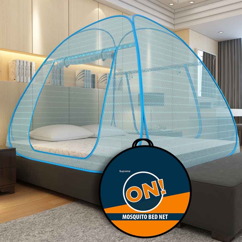 Supreme On Foldable Mosquito Net For Double Bed | Blue - 6.5 x 6.5 ft