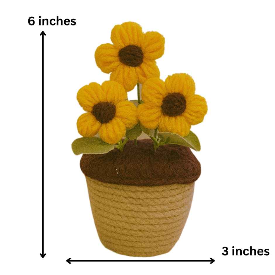 Bosco Handcrafted Crochet Flower Pot 6 Inch | Yellow