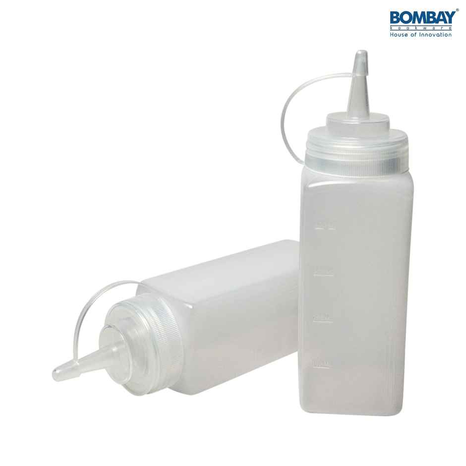 Square Shape Sauce Bottle White 500ml | Pack of 2