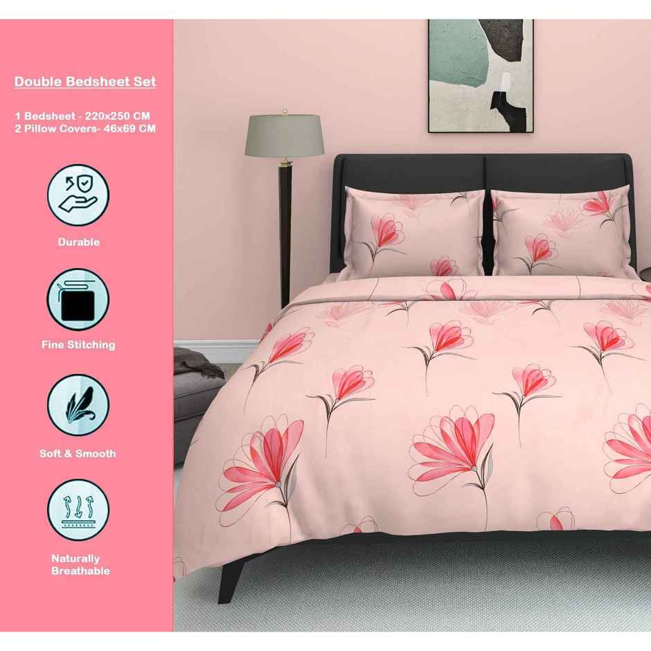 Dream Living 135 GSM Double Bedsheet Set |220 x 250 cm| With 2 Pillow Covers