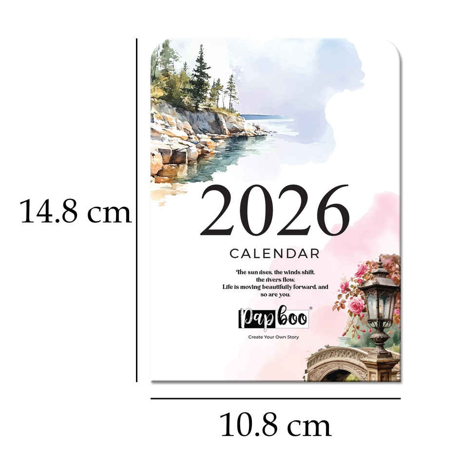 Papboo A6 2026 Desk Calendar With Wooden Stand | Scenery