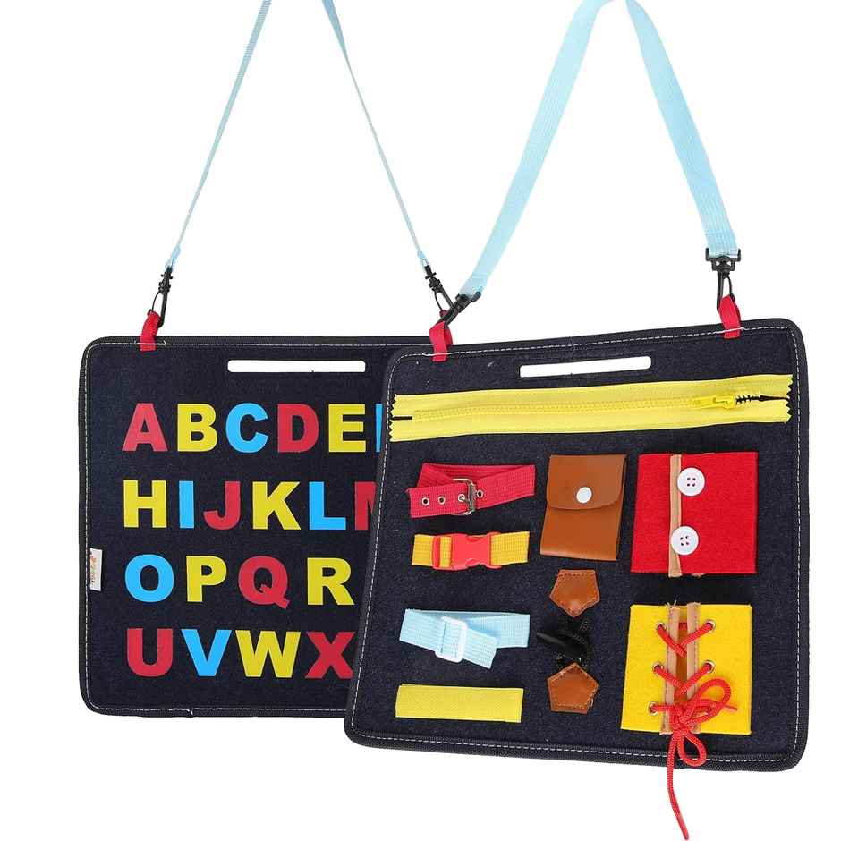 Kidology Montessori Busy Board for Toddlers Fine Motor Skills Activity Board with Zippers