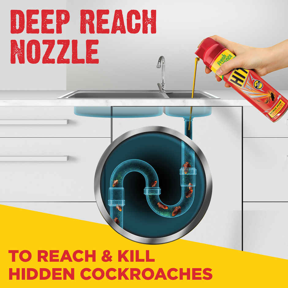 Hit Crawling Cockroach Killer Spray with Deep-Reach Nozzle Combo