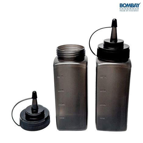 Square Shape Sauce Bottle Black 500ml | Pack of 2