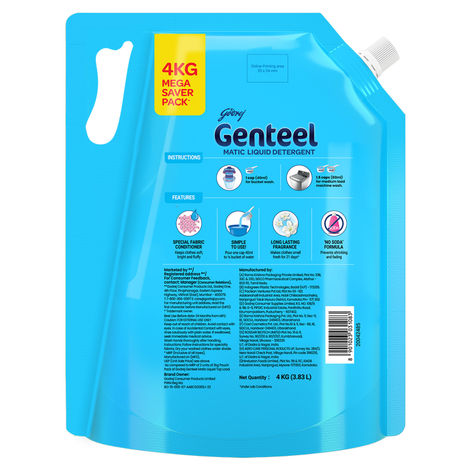 Genteel Liquid Detergent Refill Pouch - Top Load