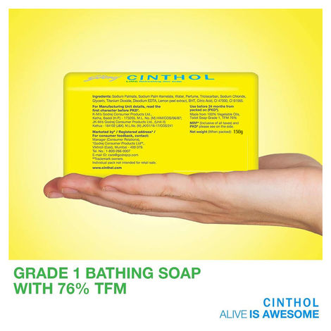 Cinthol Lime Bath Soap - Grade 1 Soap - For All Skin Types