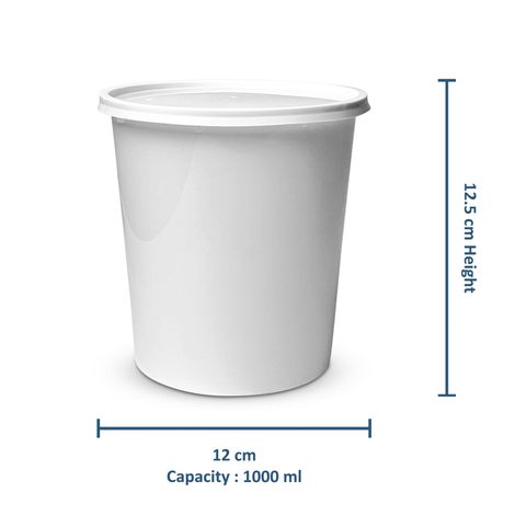 CREW4 Seal Reusable Plastic Containers with Lids for Food Storage | White - 1 L