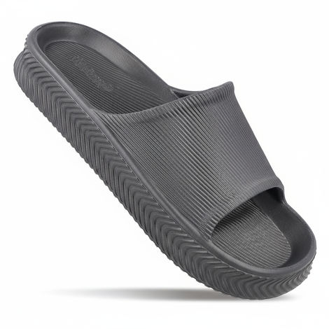 Walkaroo Men's Flip-Flop Sliders - WC8737 Dark Grey UK9