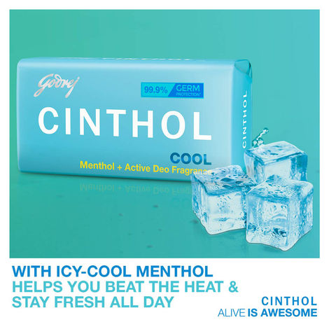 Cinthol Cool Bath Soap - Grade 1 Soap - For All Skin Types