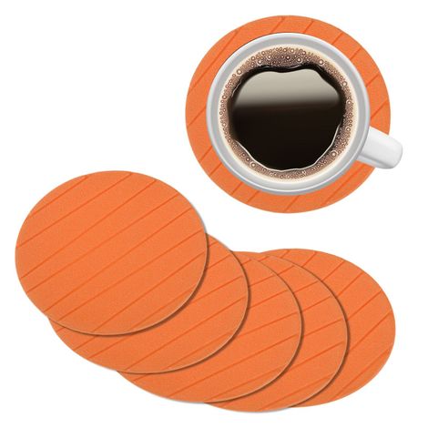 Kuber Industries Coaster | Tea Coasters for Office Table | Foam Tea Coasters | 6 Piece | Orange