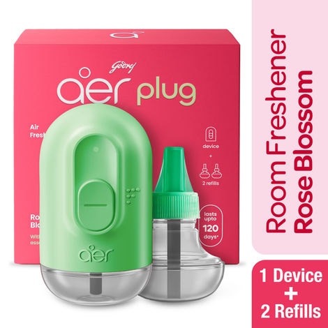 Godrej aer Plug Rose Blossom | Machine | 2 Refills | Electric Air Freshener