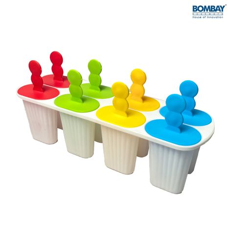 Bombay Kookware Manual Ice Cream Maker | 8 Popsicles White Colour Base