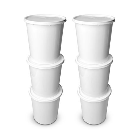 CREW4 Seal Reusable Plastic Containers with Lids for Food Storage | White - 1 L